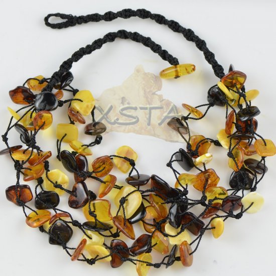 Baltic amber necklace polished chips string